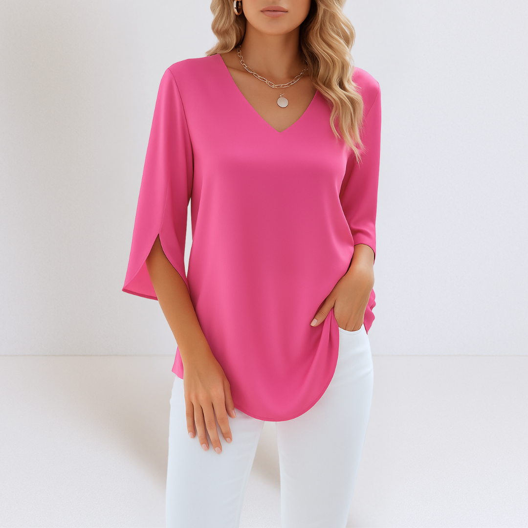 Elindra™ – Elegant blus med V-ringning