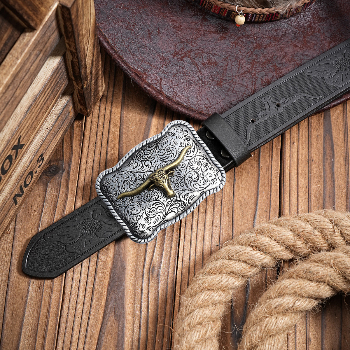 Jimmy™ | Cowboybälte (svart spänne)