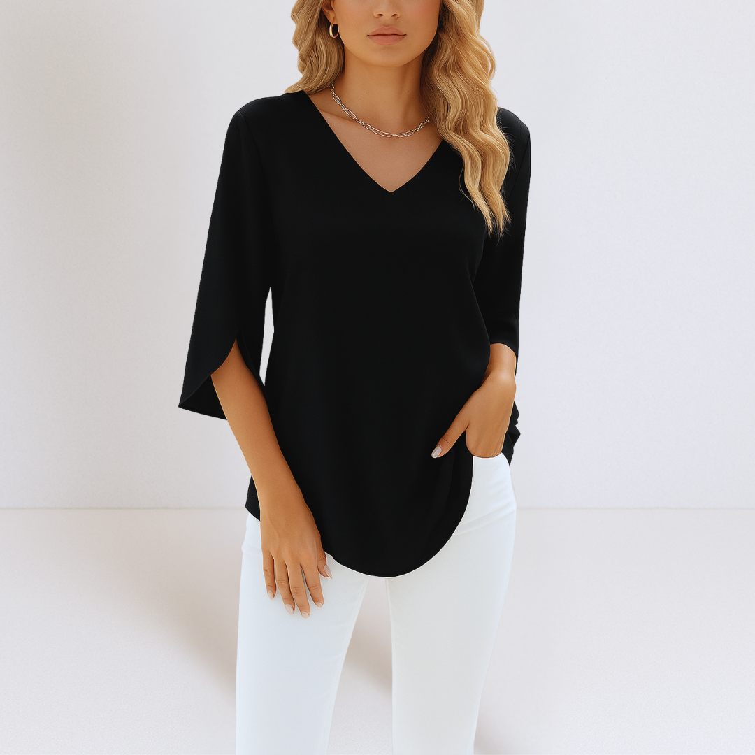 Elindra™ – Elegant blus med V-ringning