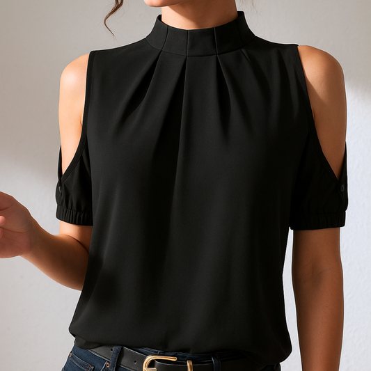 Ellika™ - Svart plisserad damblus