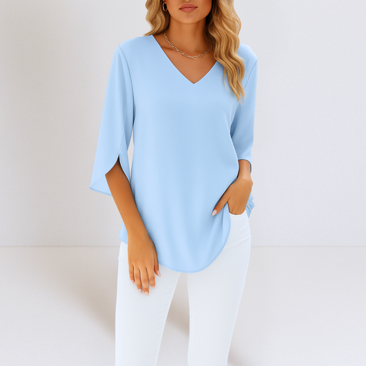 Elindra™ – Elegant blus med V-ringning