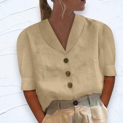 EVIOR - Elegant Damblus med Krage och Knäppning