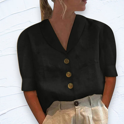 EVIOR - Elegant Damblus med Krage och Knäppning
