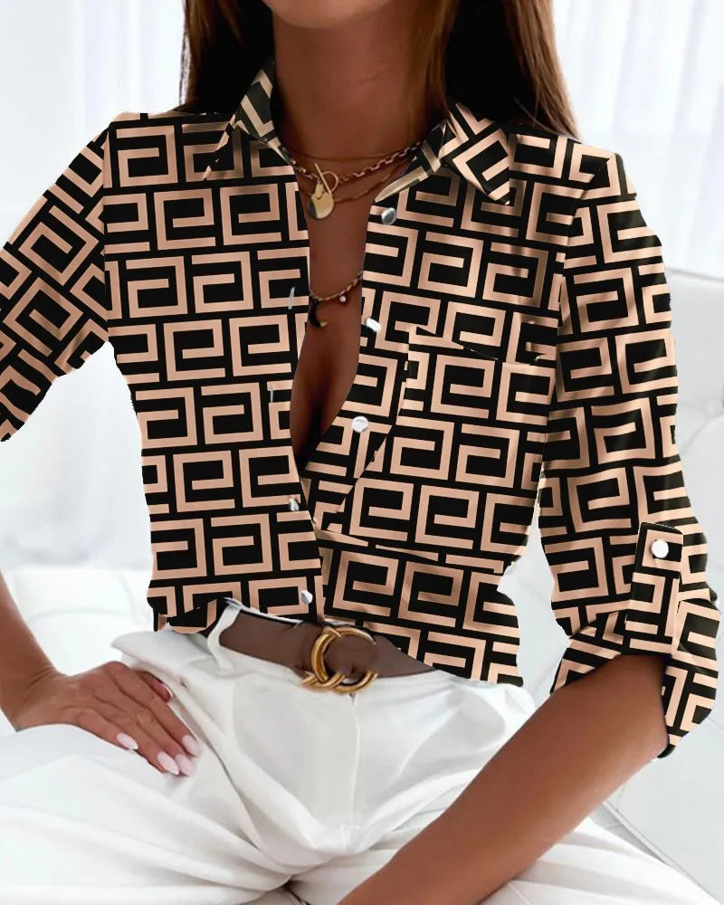 Ingrida - Elegante Blouse met Artistisk Mönster